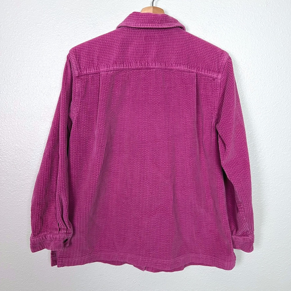 LL Bean Womens Small Magenta Pink Wide Wale Corduroy Button Down Shacket Shirt - Picture 6 of 8
